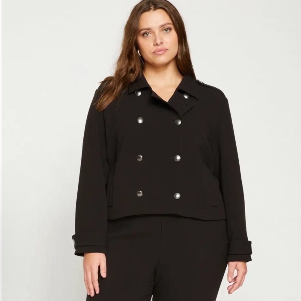 NWT Universal Standard Nadia Crepe Jersey Military Jacket in Black Sz 14-16
